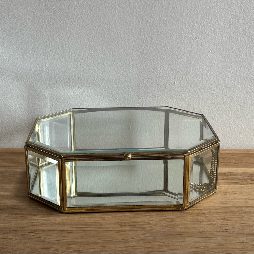 Elegant Glass and Gold Jewelry Box